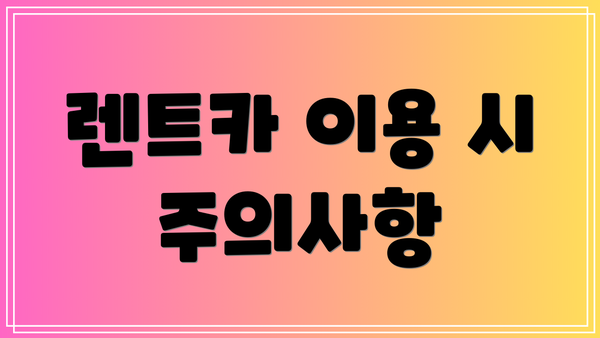 렌트카 이용 시 주의사항