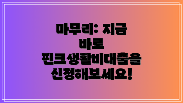 마무리: 지금 바로 핀크생활비대출을 신청해보세요!