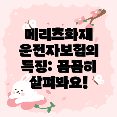 메리츠화재 운전자보험의 특징: 꼼꼼히 살펴봐요!