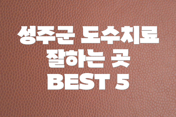 성주군 도수치료 잘하는 곳 BEST 5