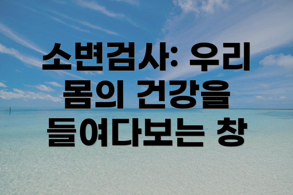 소변검사: 우리 몸의 건강을 들여다보는 창