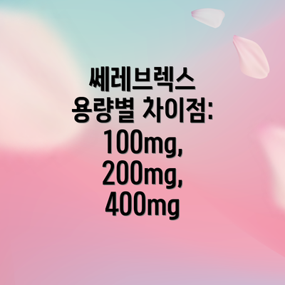 쎄레브렉스 용량별 차이점: 100mg, 200mg, 400mg
