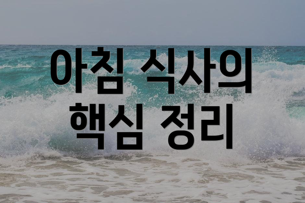 아침 식사의 핵심 정리