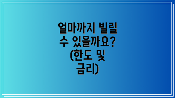 얼마까지 빌릴 수 있을까요? (한도 및 금리)