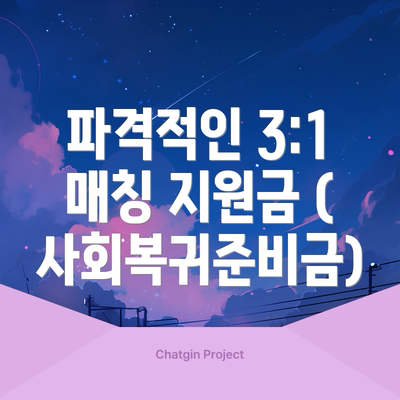 파격적인 3:1 매칭 지원금 (사회복귀준비금)