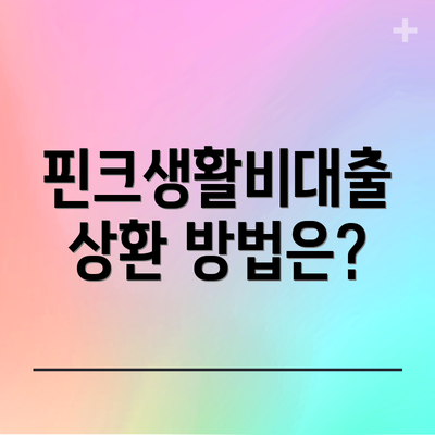 핀크생활비대출 상환 방법은?