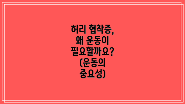 허리 협착증, 왜 운동이 필요할까요? (운동의 중요성)