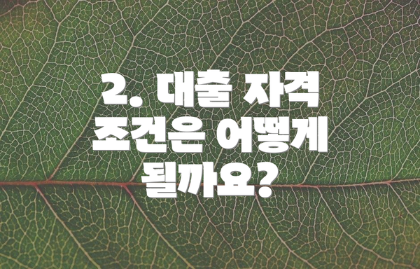 2. 대출 자격 조건은 어떻게 될까요?