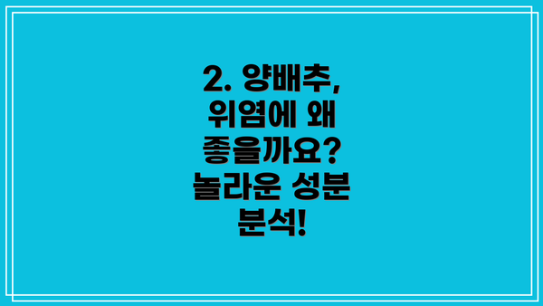 2. 양배추, 위염에 왜 좋을까요?  놀라운 성분 분석!