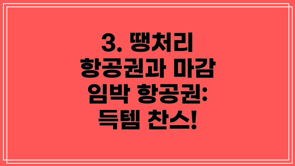 3. 땡처리 항공권과 마감 임박 항공권:  득템 찬스!