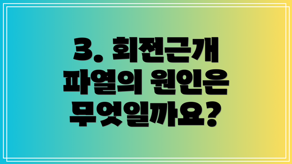 3. 회전근개 파열의 원인은 무엇일까요?