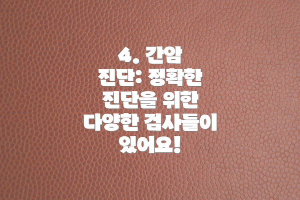 4. 간암 진단: 정확한 진단을 위한 다양한 검사들이 있어요!