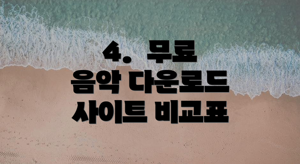 4. 무료 음악 다운로드 사이트 비교표