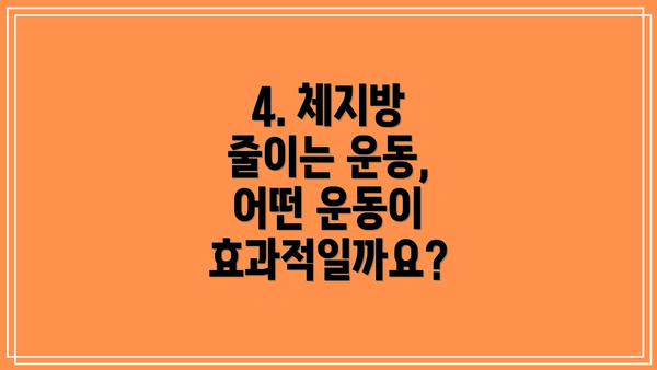 4. 체지방 줄이는 운동, 어떤 운동이 효과적일까요?