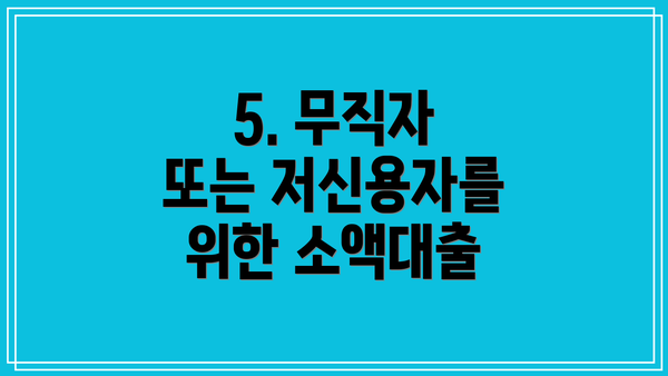5. 무직자 또는 저신용자를 위한 소액대출