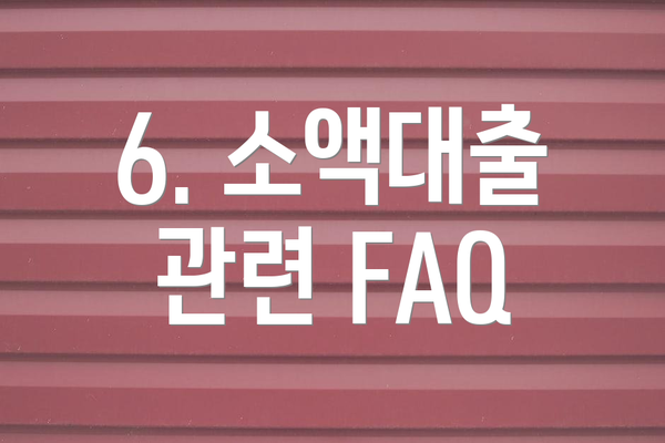 6. 소액대출 관련 FAQ