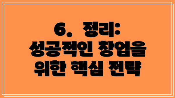 6.  정리: 성공적인 창업을 위한 핵심 전략