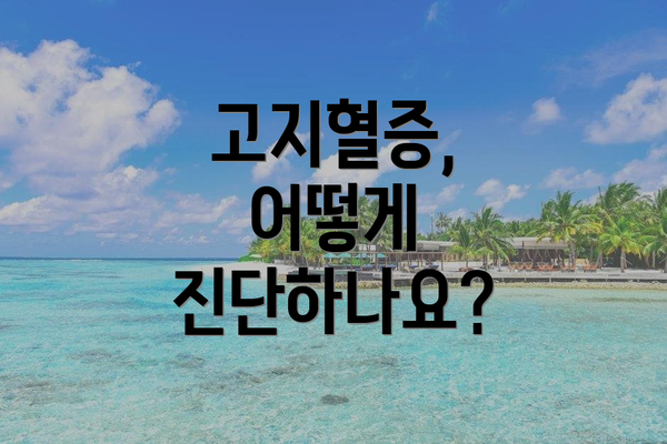고지혈증, 어떻게 진단하나요?