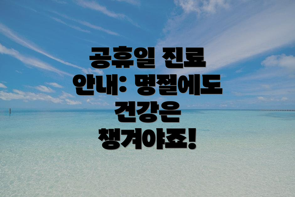 공휴일 진료 안내: 명절에도 건강은 챙겨야죠!