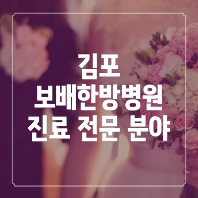 김포 보배한방병원 진료 전문 분야