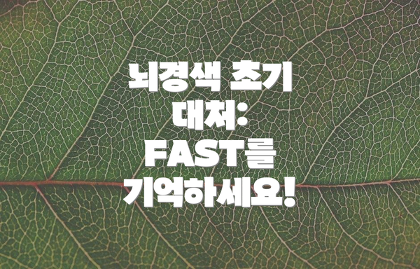 뇌경색 초기 대처: FAST를 기억하세요!