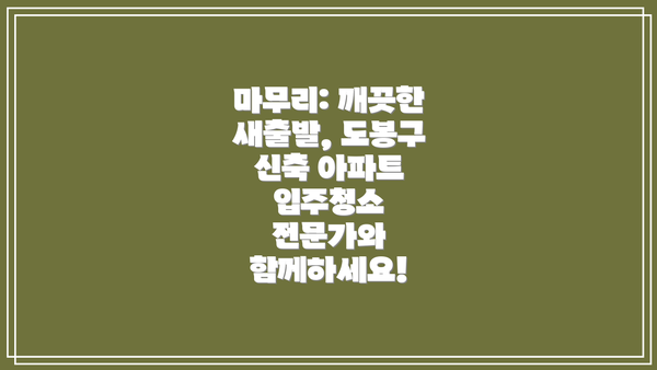 마무리: 깨끗한 새출발, 도봉구 신축 아파트 입주청소 전문가와 함께하세요!