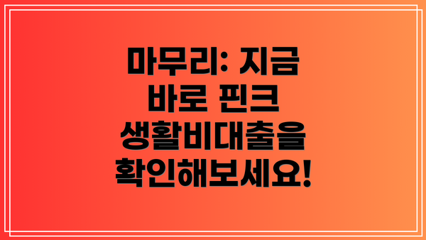 마무리: 지금 바로 핀크 생활비대출을 확인해보세요!