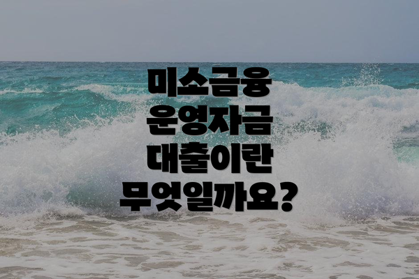 미소금융 운영자금 대출이란 무엇일까요?