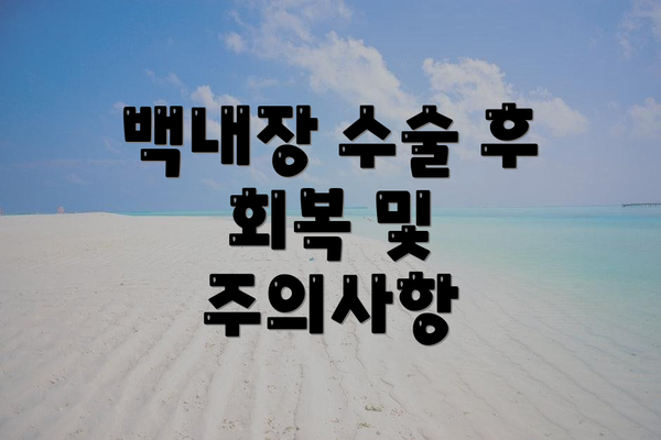 백내장 수술 후 회복 및 주의사항