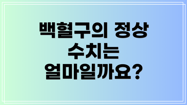 백혈구의 정상 수치는 얼마일까요?