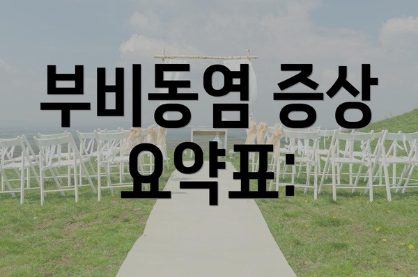 부비동염 증상 요약표: