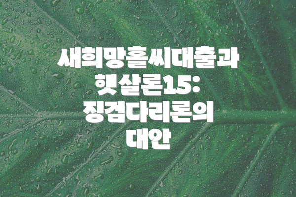새희망홀씨대출과 햇살론15: 징검다리론의 대안