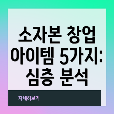 소자본 창업 아이템 5가지: 심층 분석
