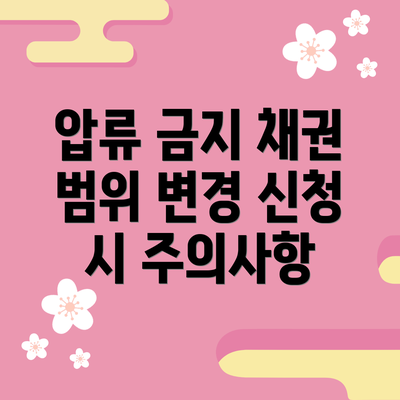 압류 금지 채권 범위 변경 신청 시 주의사항