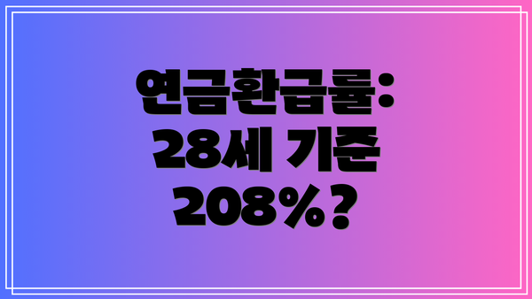 연금환급률: 28세 기준 208%?
