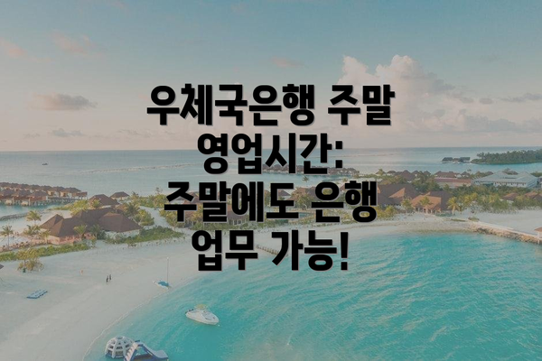 우체국은행 주말 영업시간: 주말에도 은행 업무 가능!