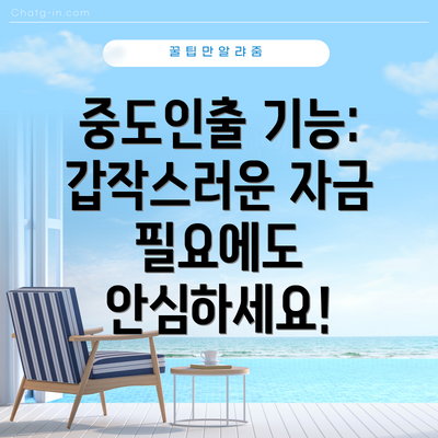 중도인출 기능: 갑작스러운 자금 필요에도 안심하세요!