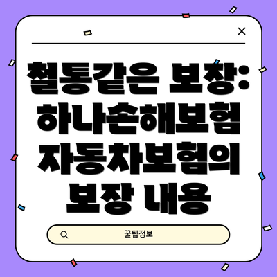 철통같은 보장: 하나손해보험 자동차보험의 보장 내용