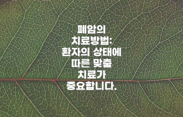 폐암의 치료방법: 환자의 상태에 따른 맞춤 치료가 중요합니다.