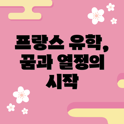 프랑스 유학, 꿈과 열정의 시작