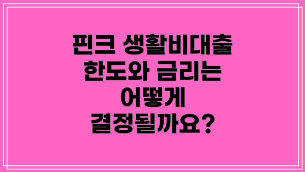 핀크 생활비대출 한도와 금리는 어떻게 결정될까요?