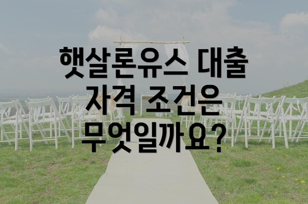 햇살론유스 대출 자격 조건은 무엇일까요?