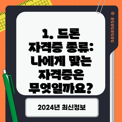 1. 드론 자격증 종류: 나에게 맞는 자격증은 무엇일까요?