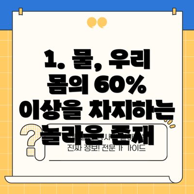 1. 물, 우리 몸의 60% 이상을 차지하는 놀라운 존재