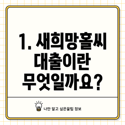1. 새희망홀씨대출이란 무엇일까요?