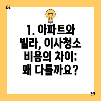 1. 아파트와 빌라, 이사청소 비용의 차이: 왜 다를까요?