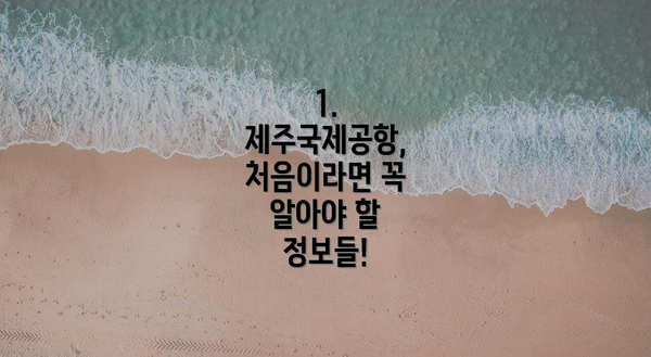 1. 제주국제공항, 처음이라면 꼭 알아야 할 정보들!