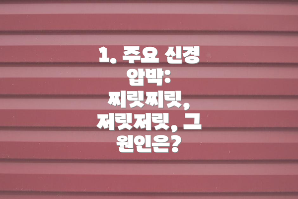 1. 주요 신경 압박: 찌릿찌릿, 저릿저릿, 그 원인은?
