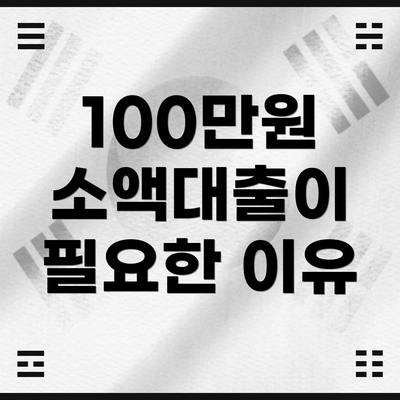 100만원 소액대출이 필요한 이유