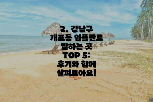 2. 강남구 개포동 임플란트 잘하는 곳 TOP 5:  후기와 함께 살펴보아요!